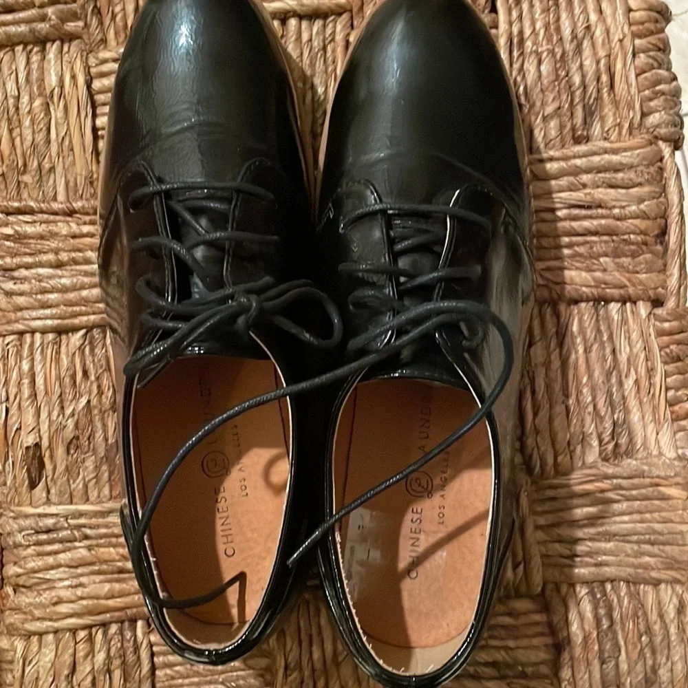 Chinese Laundry Kiss Oxford Black Platform Lace Up Shoes 8.5